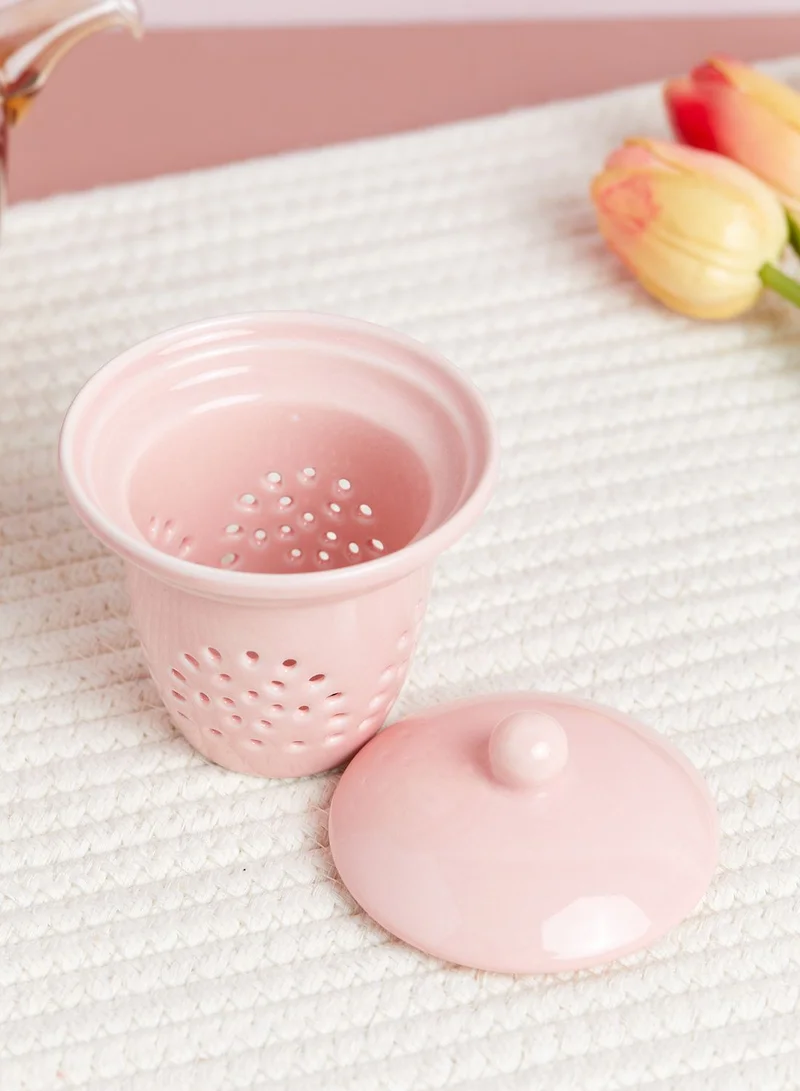 AURORA Pink Glass Tea Infuser Mug