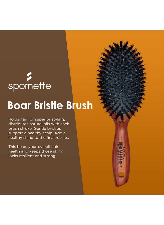 Spornette Deville Cushion Oval Paddle Brush, Boar Bristle Hair Brush With Wooden Handle - For Straightening, Smoothing, Detangling, Styling & Brush Outs For Women, Men & Kids - All Hair Types  - Image 3