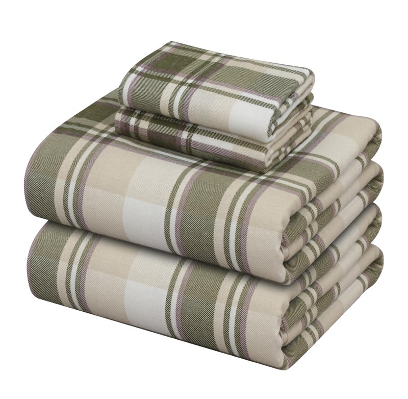 ZOYER Flannel Sheets Full Size Bed Set - Soft & Comfy Deep Pocket Cotton Flannel Bedding  Fitted Up to 16""  Double Brushed Full Bed Sheets  4 Pieces  Oliver - Image 1