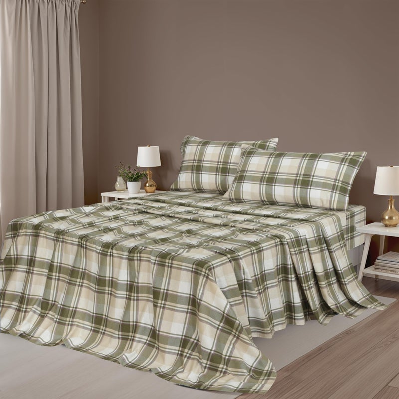 ZOYER Flannel Sheets Full Size Bed Set - Soft & Comfy Deep Pocket Cotton Flannel Bedding  Fitted Up to 16""  Double Brushed Full Bed Sheets  4 Pieces  Oliver - Image 2