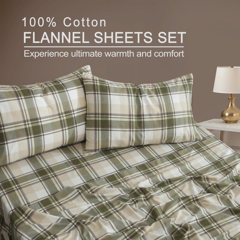 ZOYER Flannel Sheets Full Size Bed Set - Soft & Comfy Deep Pocket Cotton Flannel Bedding  Fitted Up to 16""  Double Brushed Full Bed Sheets  4 Pieces  Oliver - Image 3