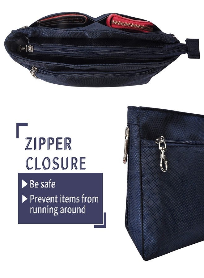 Vercord Expandable Nylon Handbag Purse Organizer Insert Liner Shaper Bag in Bag Navy Large - Image 5