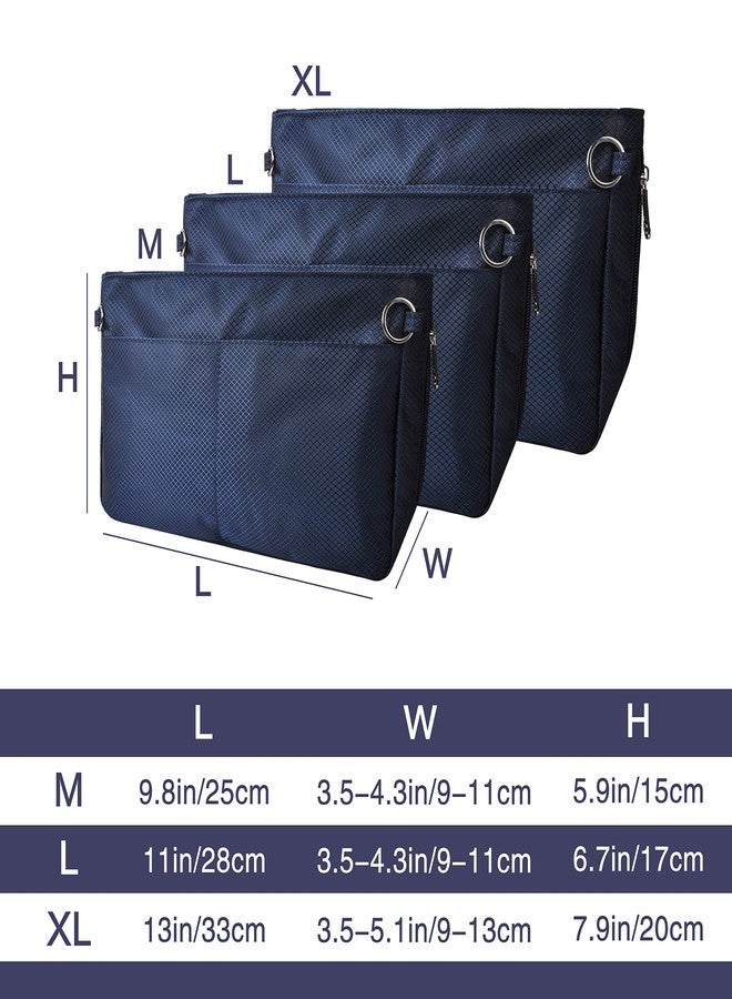 Vercord Expandable Nylon Handbag Purse Organizer Insert Liner Shaper Bag in Bag Navy Large - Image 2