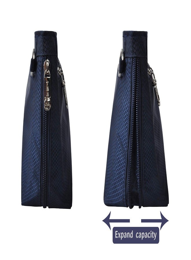 Vercord Expandable Nylon Handbag Purse Organizer Insert Liner Shaper Bag in Bag Navy Large - Image 4