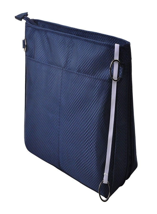Vercord Expandable Nylon Handbag Purse Organizer Insert Liner Shaper Bag in Bag Navy Large - Image 1