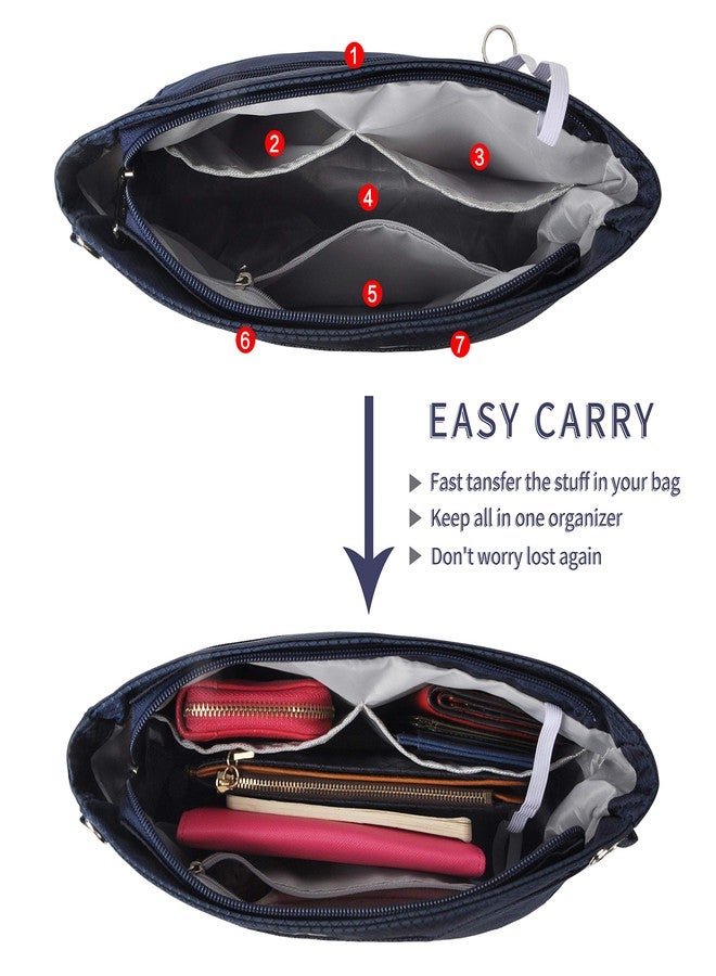 Vercord Expandable Nylon Handbag Purse Organizer Insert Liner Shaper Bag in Bag Navy Large - Image 3