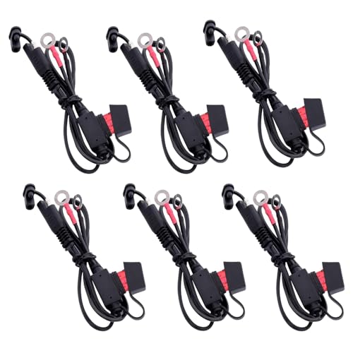 TOPDC 22 10A Fused Ring Terminal 6 PCS Harness Quick Connect Extention Cord for Battery ChargerMaintainer