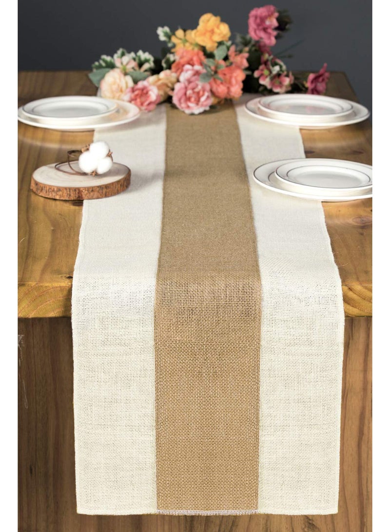 SYOSI Burlap Table Runner Rustic Table Runner Farmhouse Table Decor Macrame Table Runner Jute Woven Fabric Light Colour Edge 12x72 Inches - Image 3