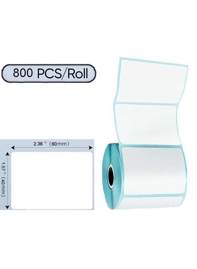 60mm*40mm Thermal Paper Label Punched Label Paper Permanent Self-Adhesive 800 Labels/Roll Waterproof, Moisture-Proof and Anti-Shedding