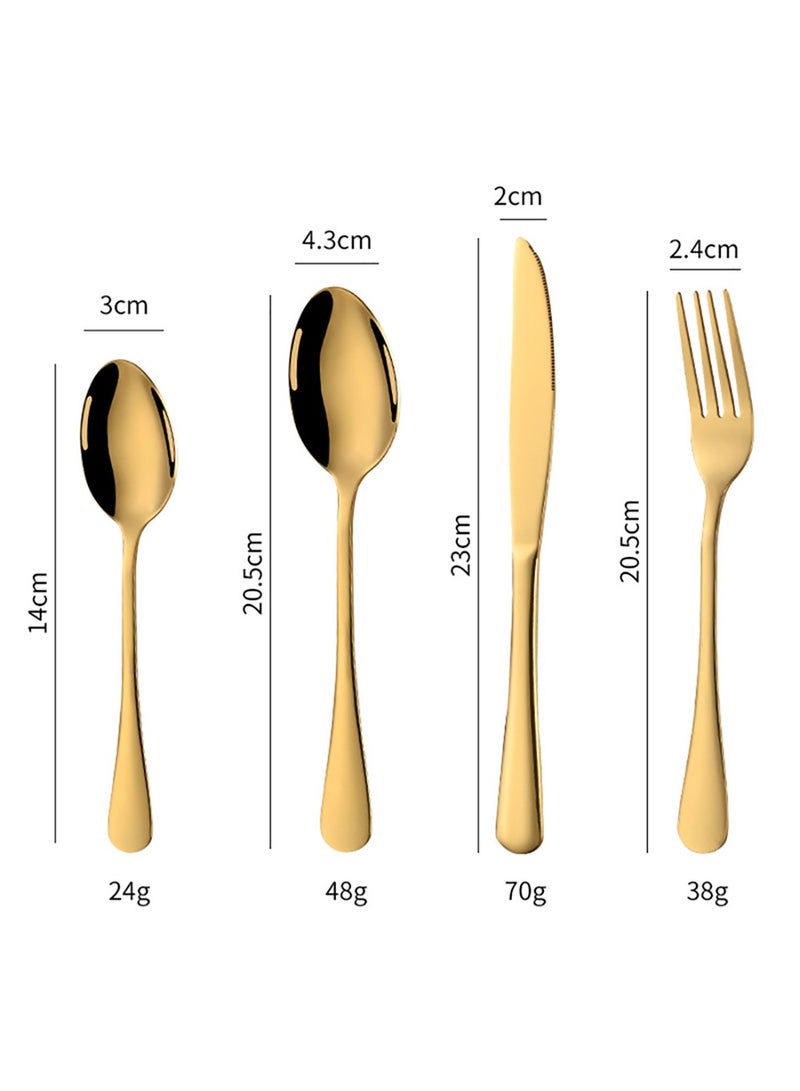 16-Piece Stainless Steel Cutlery Set Kitchen Utensil Set Western Tableware Surface Texture-Free Suitable For Home Kitchen Restaurant Hotel Party Dining Picnic Dining Exquisite Packaging For Gift Gold - Image 2