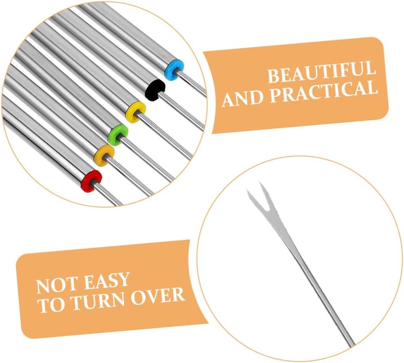 CHILDWEET 18pcs Stainless Steel Fondue Forks Color-coded Grill and Fruit Dipping Tools for Cheese Chocolate Bbq Dessert with Heat-resistant Handles for Party and Family Use - Image 3