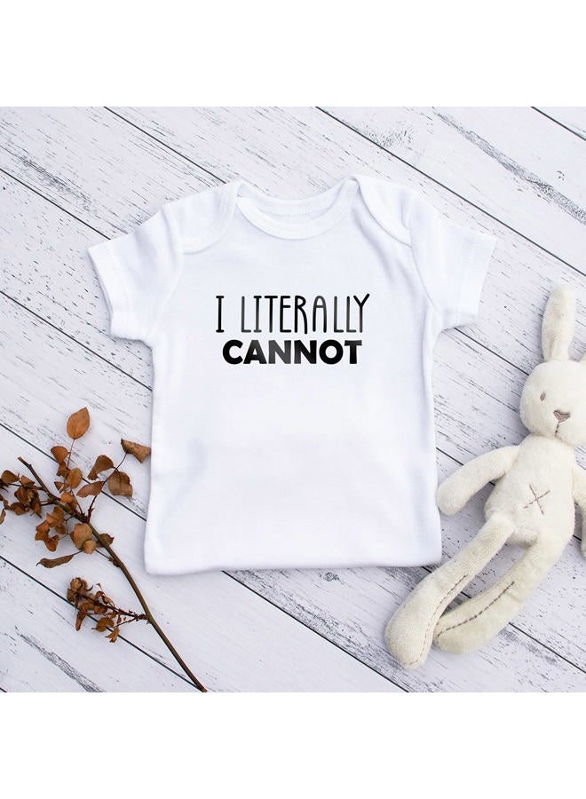Printique Organic GOTS Certified Baby Onesie Unisex Bodysuit 0-18 months - I Literally Cannot | Sarcastic Funny Hand-Made (I Literally Cannot, 0-3 Months) - Image 2
