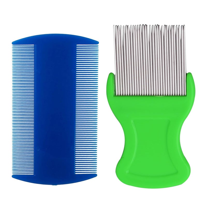 SKYPIA 2 Pack Head Hair Comb Double Sided Hair Comb Removal Dandruff Comb With Metal Teeth Random