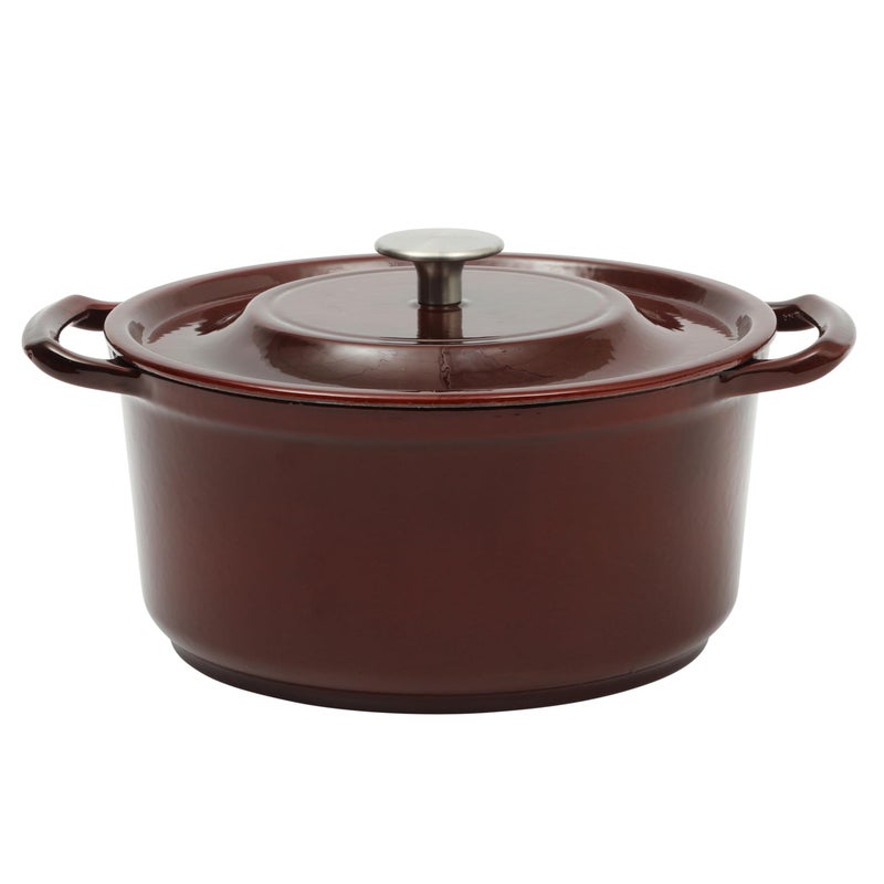 Kenmore Oak Park 5-Quart Cast Iron Dutch Oven Casserole With Lid With Metallic Enamel - Red - Image 1