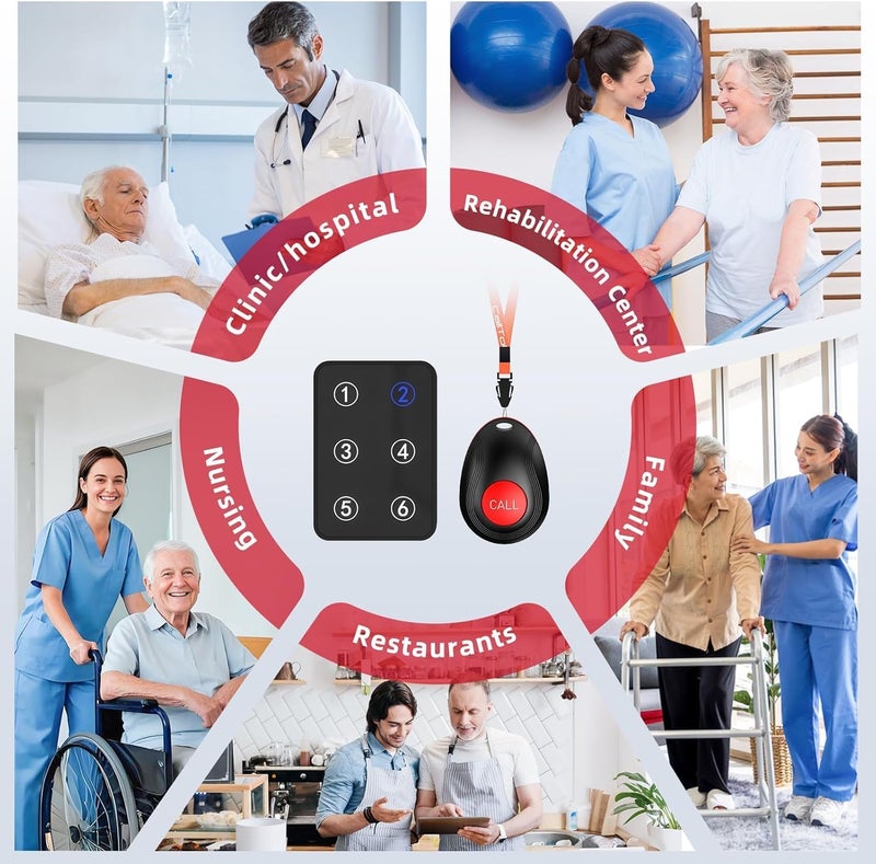 CallToU Wireless Caregiver Pager Call Button Light LED Number Display Call Bell 500+ft Nurse Call System Room Monitors for Elderly Patient Clinic Medical Institution Nursing Home - Image 2