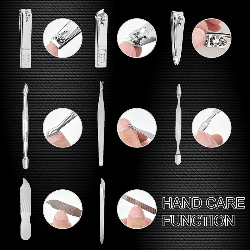 DOCOSS DOCOSS 19 IN 1 Stainless Steel Manicure  Pedicure Kit For Men and Women includes a Nail cutter and Filer Acne needle With Leather Case - Image 2