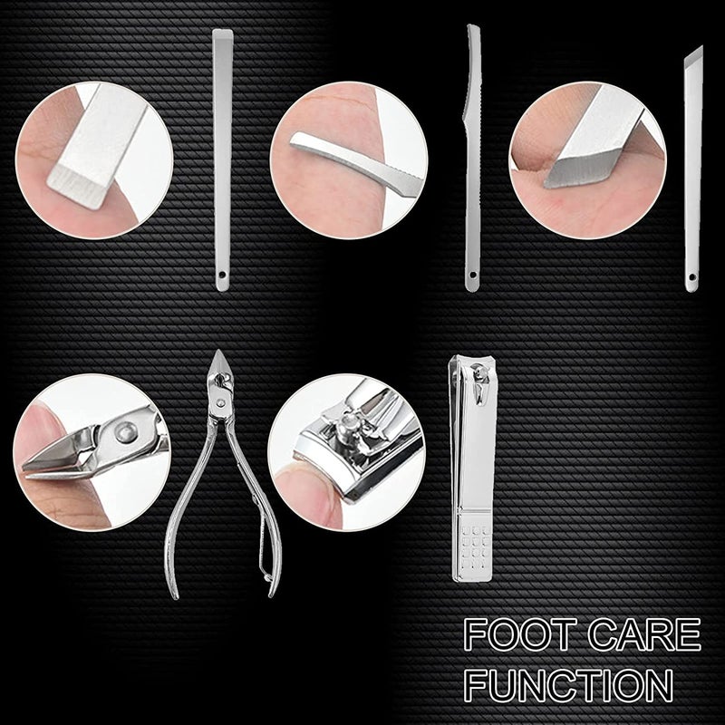 DOCOSS DOCOSS 19 IN 1 Stainless Steel Manicure  Pedicure Kit For Men and Women includes a Nail cutter and Filer Acne needle With Leather Case - Image 3