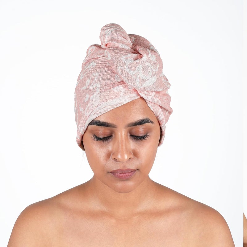 Doctor Towels Doctor Towels Banana Yarn Hair Towel Hair Wrap for Women Towel for Long Short Hair AntiFrizz Shower Hair Towels with Button QuickDrying Hair Cap Coral Floral Towel Pack of 1 - Image 3