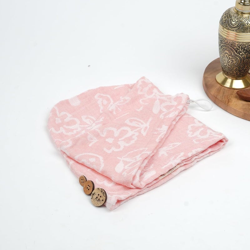 Doctor Towels Doctor Towels Banana Yarn Hair Towel Hair Wrap for Women Towel for Long Short Hair AntiFrizz Shower Hair Towels with Button QuickDrying Hair Cap Coral Floral Towel Pack of 1 - Image 4