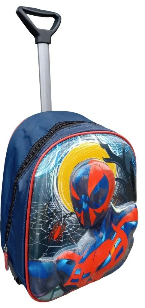 Dzc Kuzenler Avm Dzc Cousins ​​Bag Spderman Wheeled Children Backpack Embossed Spiderman Squeegee School Nursery