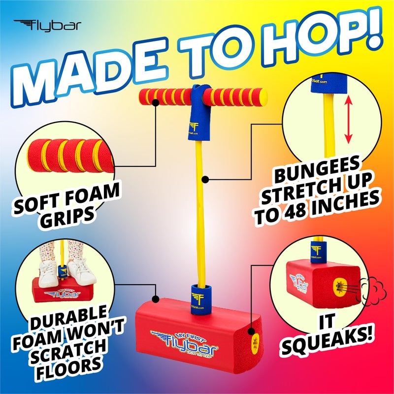 Flybar My First Foam Pogo Jumper for Kids Fun and Safe Pogo Stick for Toddlers, Durable Foam and Bungee Jumper for Ages 3 and up, Supports up to 250lbs (Red) - Image 2