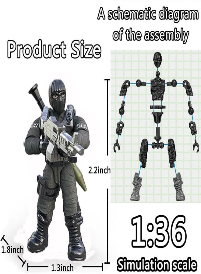 ENHANA 8 PCS Building Block City Policeman Action Mini-Figures with Multiple Military Weapons Accessories SWAT Model Equipment Assembly Building Toys Party Favors Gift for Boys - Image 5