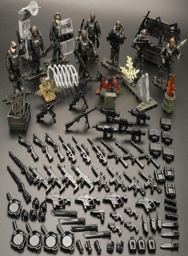 ENHANA 8 PCS Building Block City Policeman Action Mini-Figures with Multiple Military Weapons Accessories SWAT Model Equipment Assembly Building Toys Party Favors Gift for Boys - Image 2