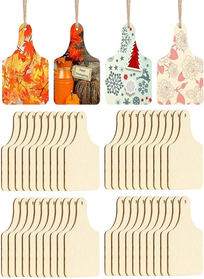 Cliths Pack of 40 Pieces Natural Wooden Tags Unfinished Rustic Hanging Tags Blank Wooden Labels Farmhouse Wooden Tags DIY Craft Hanging Tags with Ropes for Wedding Birthday Party Decoration - Image 1