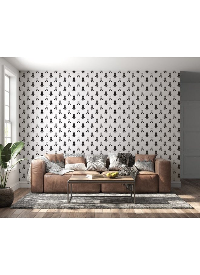 Minimal Seamless Pattern With Kingaroo Footprint  Fabric Wallpaper Covers An Area ​​Up To 4.2Mx3M With Adhesive  And Smoothing Tool