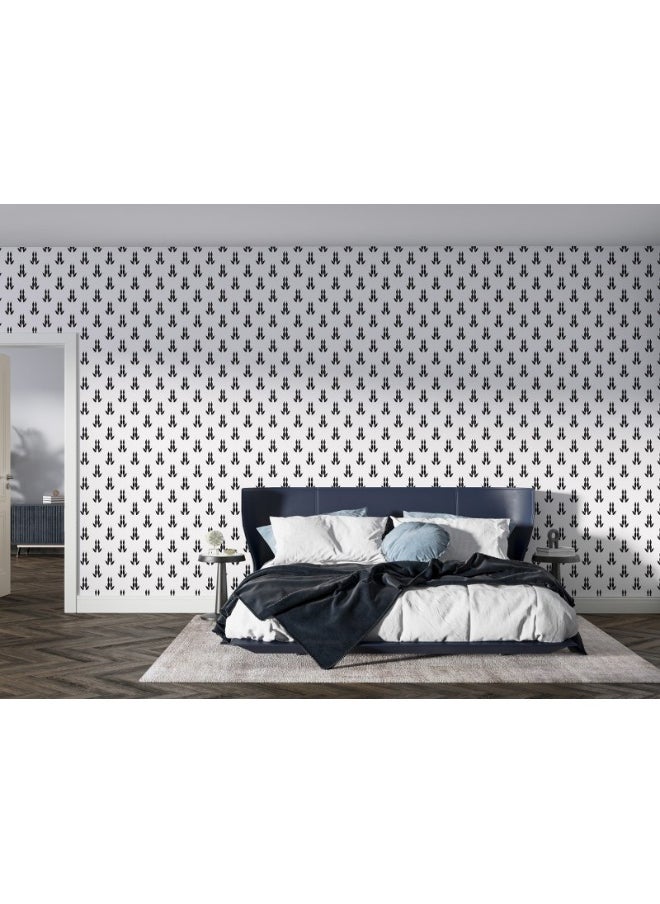 Minimal Seamless Pattern With Kingaroo Footprint  Fabric Wallpaper Covers An Area ​​Up To 4.2Mx3M With Adhesive  And Smoothing Tool