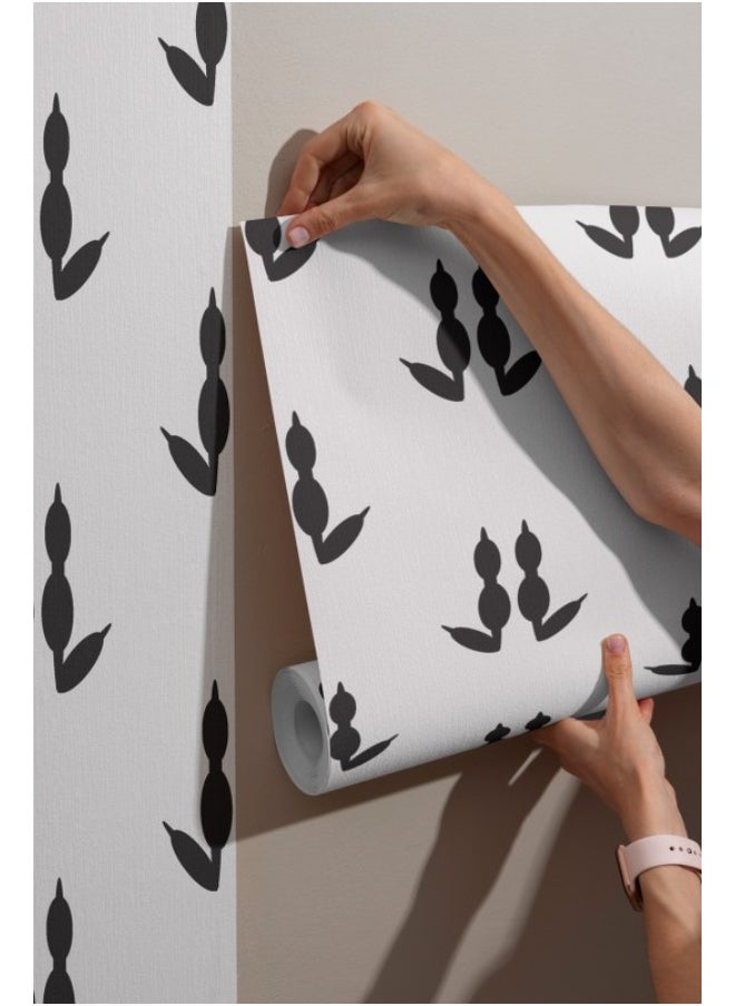 Minimal Seamless Pattern With Kingaroo Footprint  Fabric Wallpaper Covers An Area ​​Up To 4.2Mx3M With Adhesive  And Smoothing Tool