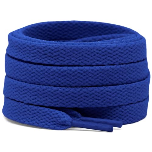 DELELE 2 Pair 55 inch Flat Shoe laces 5/16" Wide Shoelaces for Athletic Running Sneakers Shoes Boot Strings Sapphire Blue - Image 1