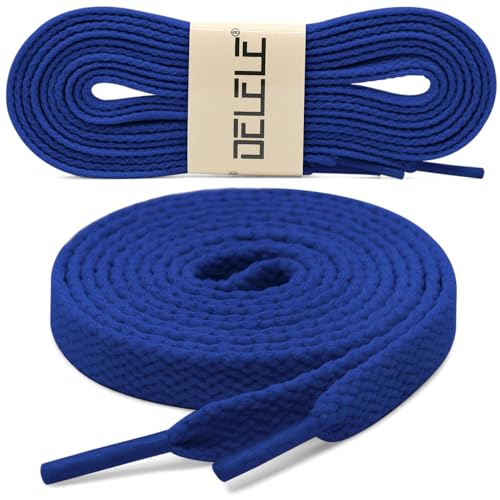 DELELE 2 Pair 55 inch Flat Shoe laces 5/16" Wide Shoelaces for Athletic Running Sneakers Shoes Boot Strings Sapphire Blue - Image 2