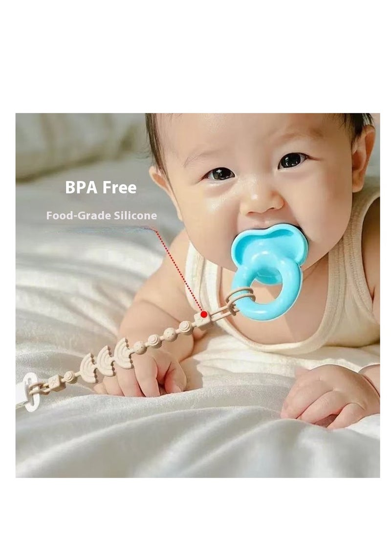 3-Piece Baby Stylish Handmade Material Comfortable Pacifier Holder Strap - Image 2