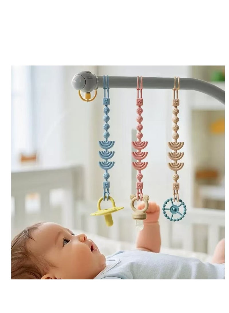 3-Piece Baby Stylish Handmade Material Comfortable Pacifier Holder Strap - Image 1