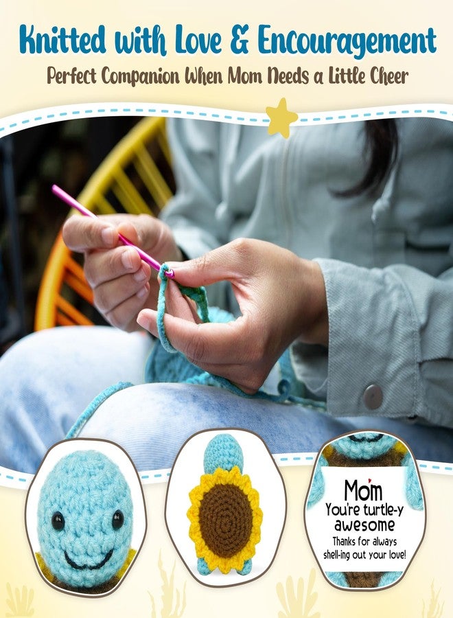 OASSIE Gifts for Mom from Daughter Son - Pale Blue Mini Handmade Positive Turtle Crochet with Message Card - Gifts for Mom Birthday, Mama Gift for Mother, Grandma Gift Ideas, Emotional Support Plush - Image 4