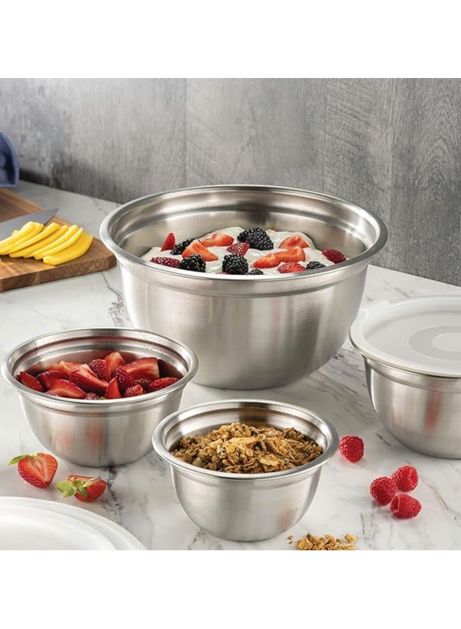 5 Pieces Mixing Round Bowl Stainless Steel Mixing Bowl Set  With Airtight Lids, Flat Base For Stability , Easy Grip Whisking, Mixing, Beating Bowls 18 20 22 24 26cm Set Bowl  - Image 5
