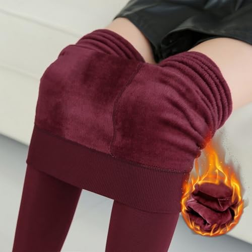 Klassik | Since 1993 | Women/Girls Comfort Fleece Footed Fur Leggings (Without Socks) | Winter Wear Extra Warm, Woolen High Waisted Lined Thigh Highs | Slim Fit Pyjamas, Mehroon-M - Image 2