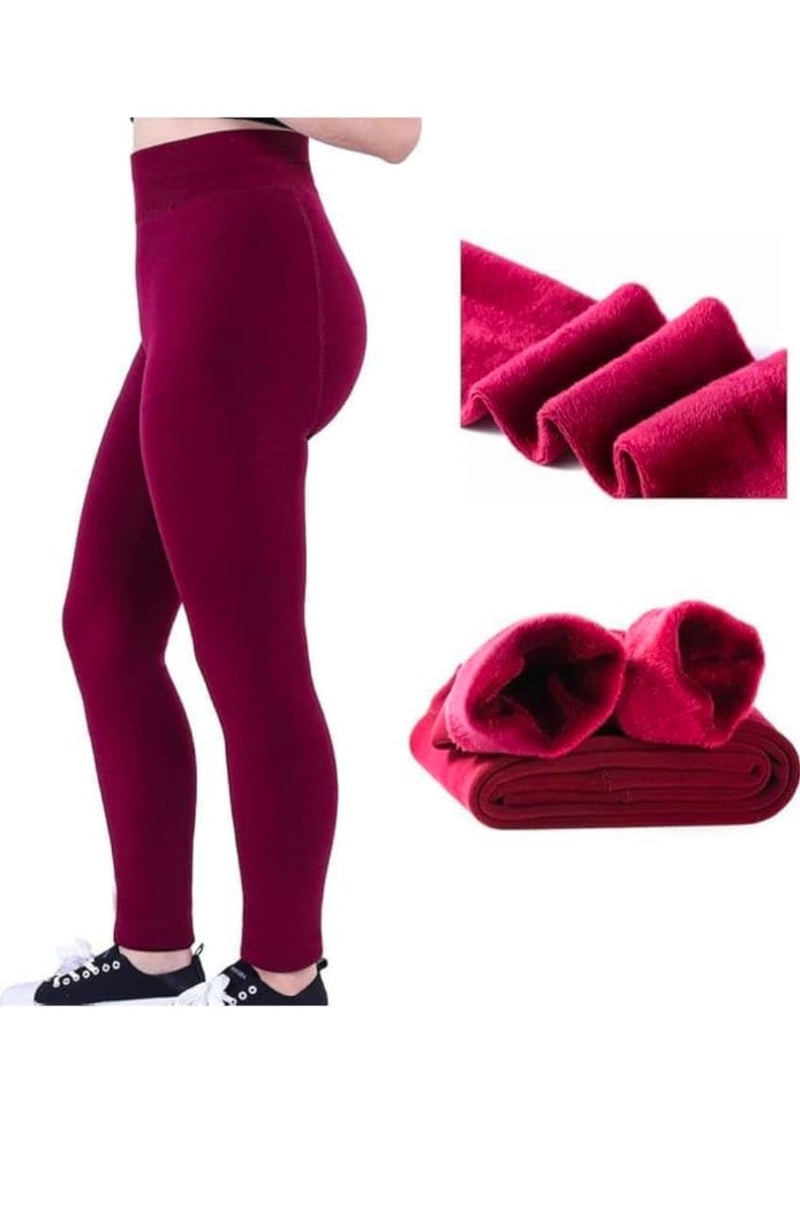 Klassik | Since 1993 | Women/Girls Comfort Fleece Footed Fur Leggings (Without Socks) | Winter Wear Extra Warm, Woolen High Waisted Lined Thigh Highs | Slim Fit Pyjamas, Mehroon-M - Image 4