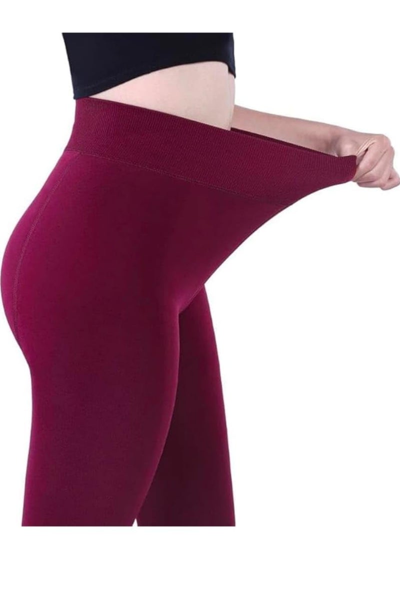 Klassik | Since 1993 | Women/Girls Comfort Fleece Footed Fur Leggings (Without Socks) | Winter Wear Extra Warm, Woolen High Waisted Lined Thigh Highs | Slim Fit Pyjamas, Mehroon-M - Image 5