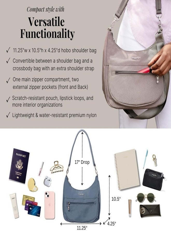 Baggallini Modern Pocket Half Moon Bag 11"x10.5" Shoulder Bag for Women w/Replaceable Straps Converts to Crossbody Bag - Image 4