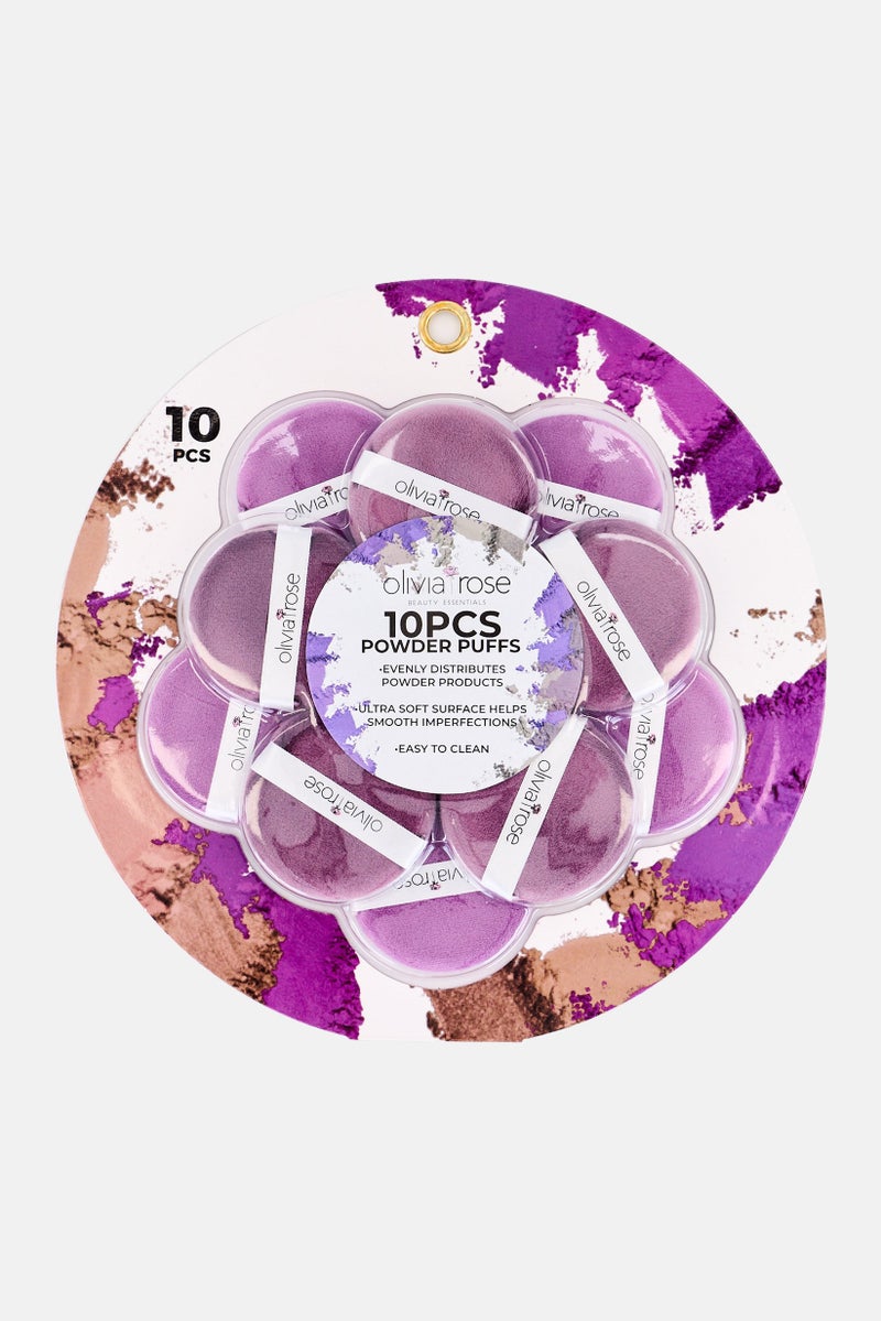 Olivia Rose 10 Pieces Round Powder Puffs Set, Multicolor - Image 1
