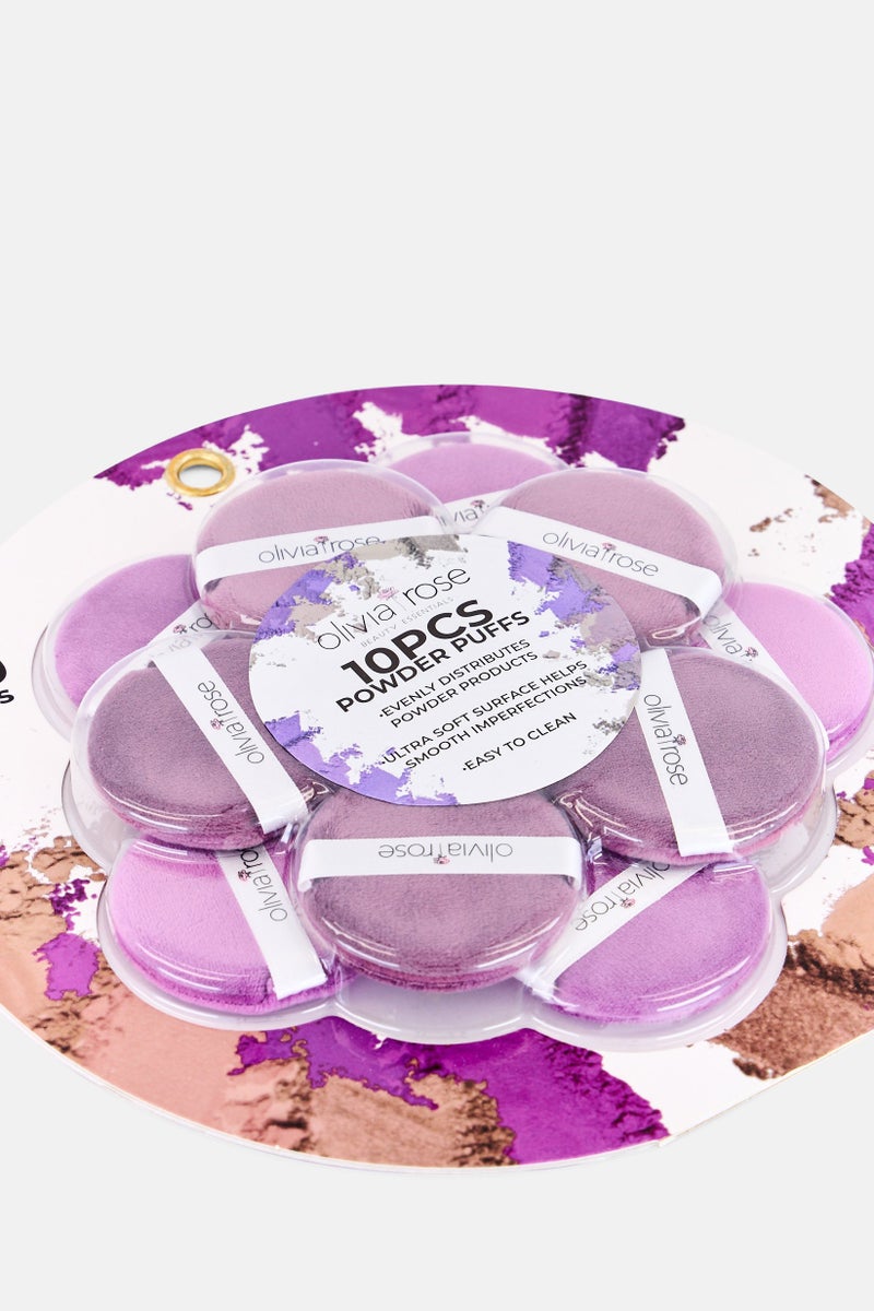 Olivia Rose 10 Pieces Round Powder Puffs Set, Multicolor - Image 3