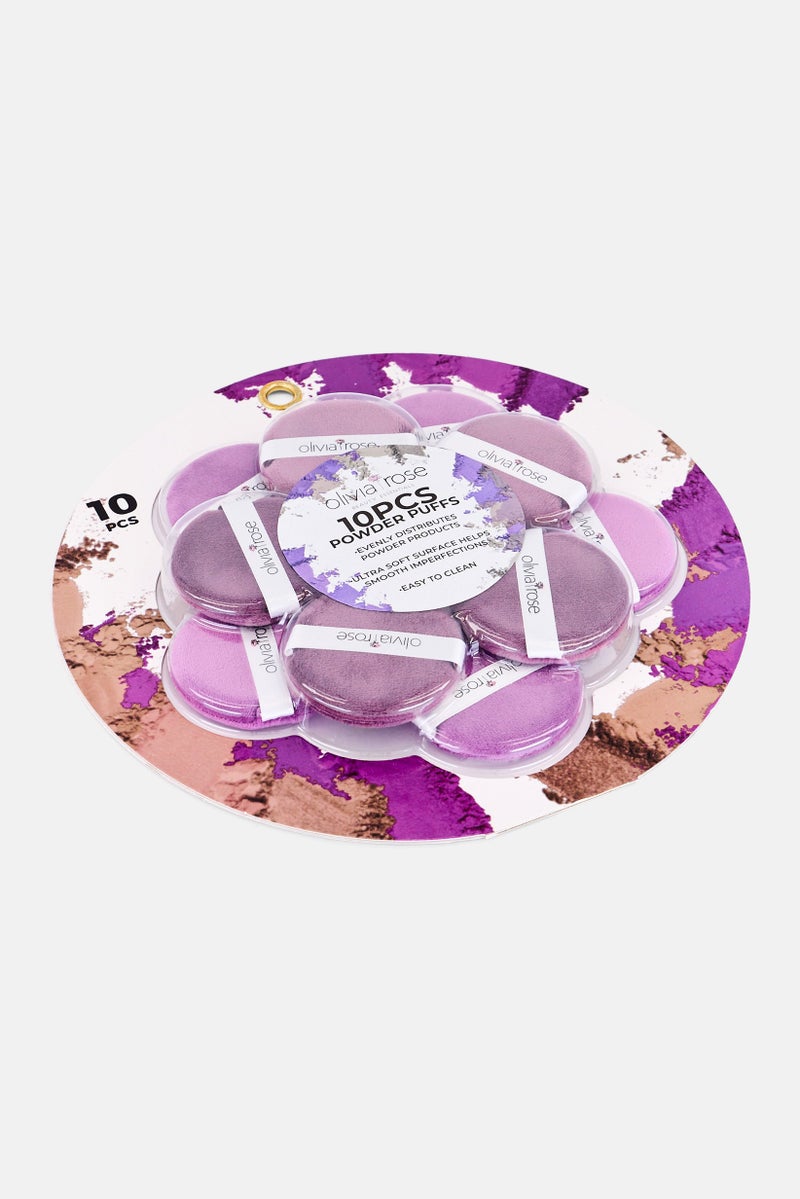 Olivia Rose 10 Pieces Round Powder Puffs Set, Multicolor - Image 2