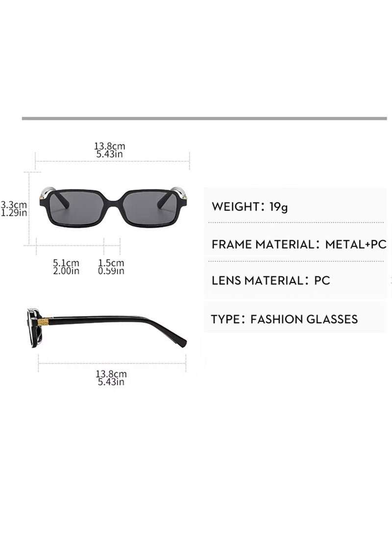 CoomBe Retro Square Sunglasses UV Protection for Men and Women Black - Image 3