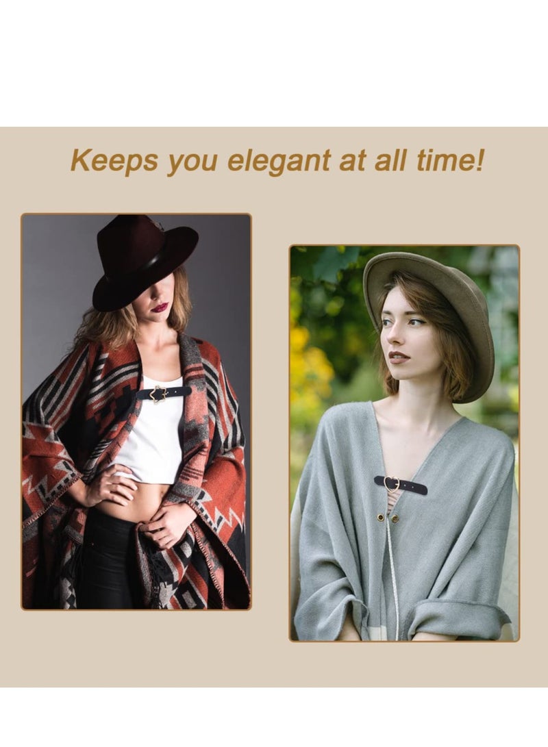 SOLARAE Sew on Toggle Closures, 8 Sets PU Leather Cloak Clasp Fasteners, Black Sewing Snap Toggle Buttons, Heart Star Metal Coat Buckle Clips, Replacement Toggle Buckles for Duffle Jacket Shawl - Image 5