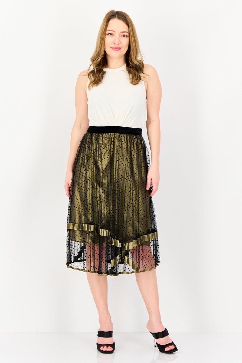 SELECTED Women Textured Mesh Midi Skirt, Multicolor - Image 4