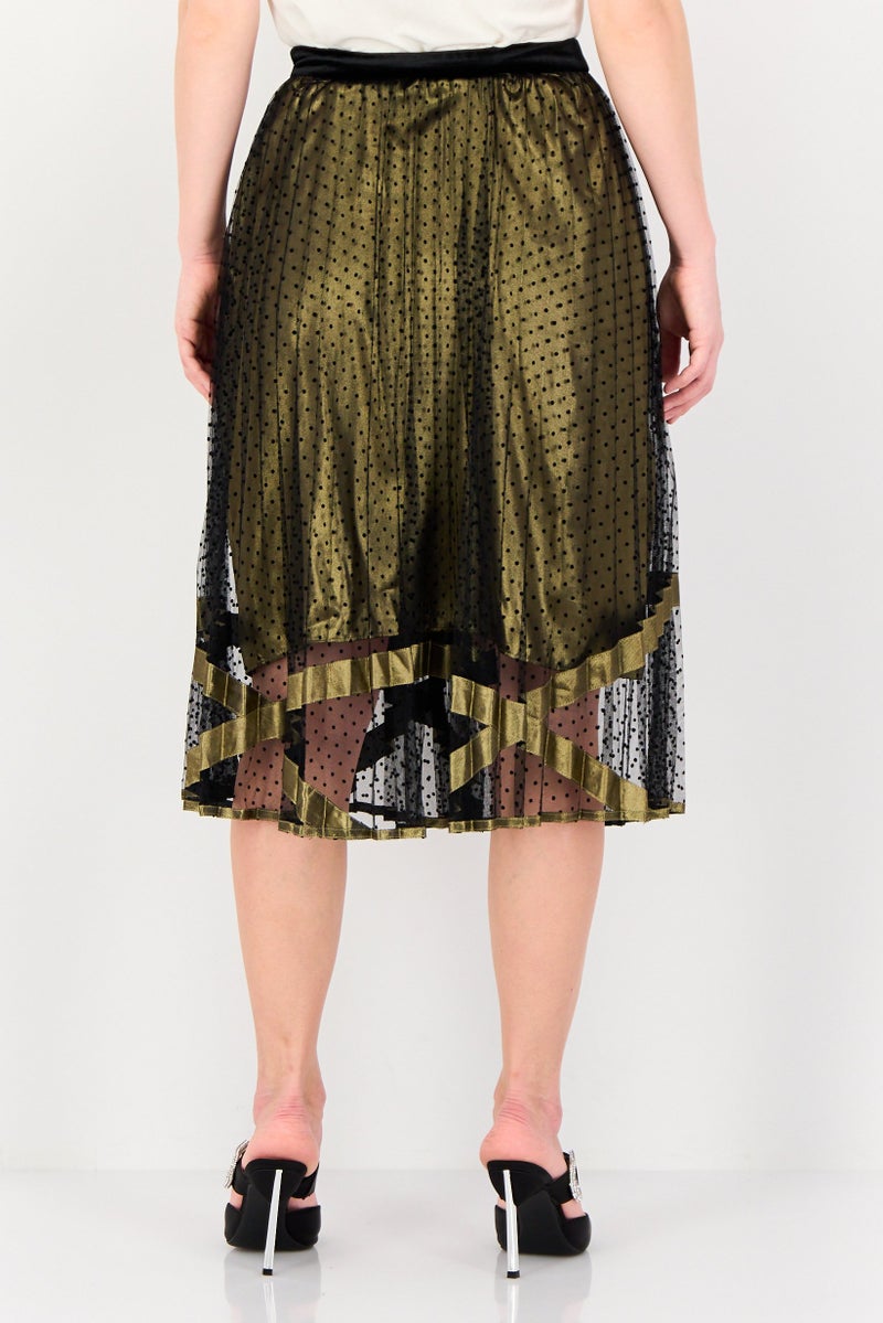SELECTED Women Textured Mesh Midi Skirt, Multicolor - Image 3