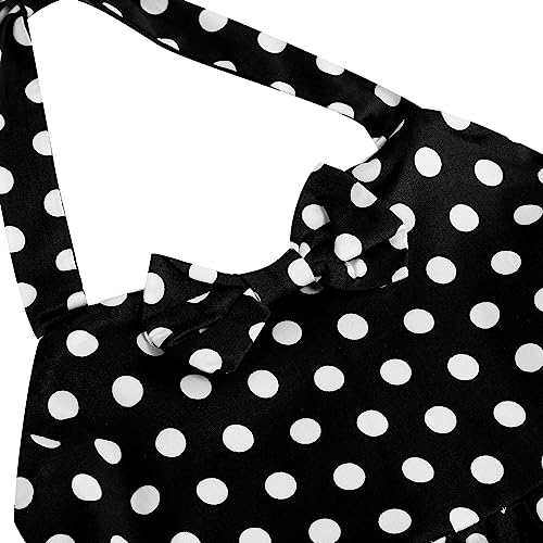 ODIZLI Polka Dot Dress for Girls 1950s Retro Vintage Dress 1950 Style Dresses for Kids Girls Halter Dress High Waist Heart Neck for Birthday Skater Dress Flower Girl Dresses Black Polka Dot 7-8 Years - Image 5