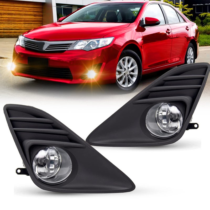 WEZEMLIGHT Fog Light Assembly Replacement For 2012 2013 2014 Toyota Camry With H11 12V 55W Halogen Bulbs Wiring Kit Clear Lens